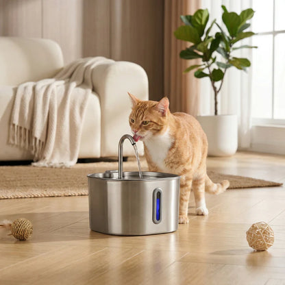 💦 AquaFlow™ – 2.2L Stainless Steel Cat Fountain