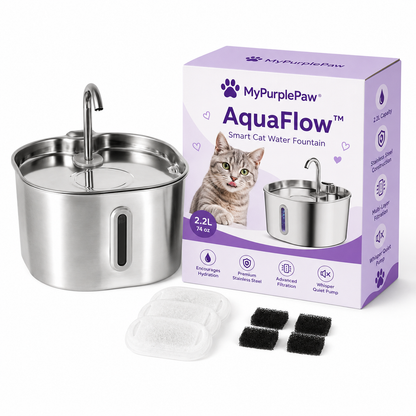 💦 AquaFlow™ – 2.2L Stainless Steel Cat Fountain