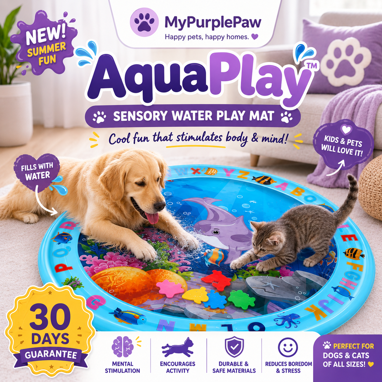 💦 AquaPlay™ – Sensory Water Mat for Dogs & Cats