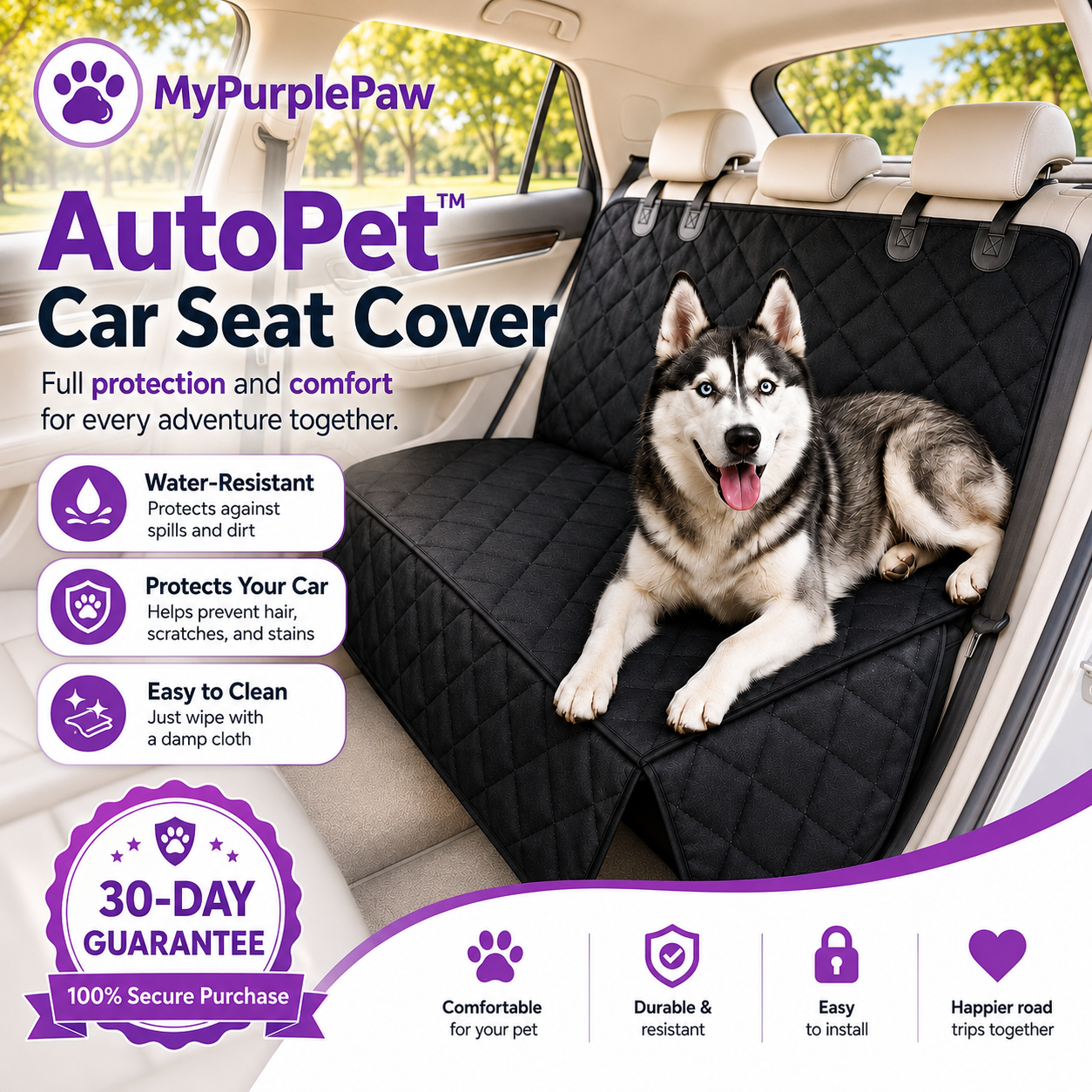 🚗 AutoPet™ Car Seat Cover – Waterproof Protector