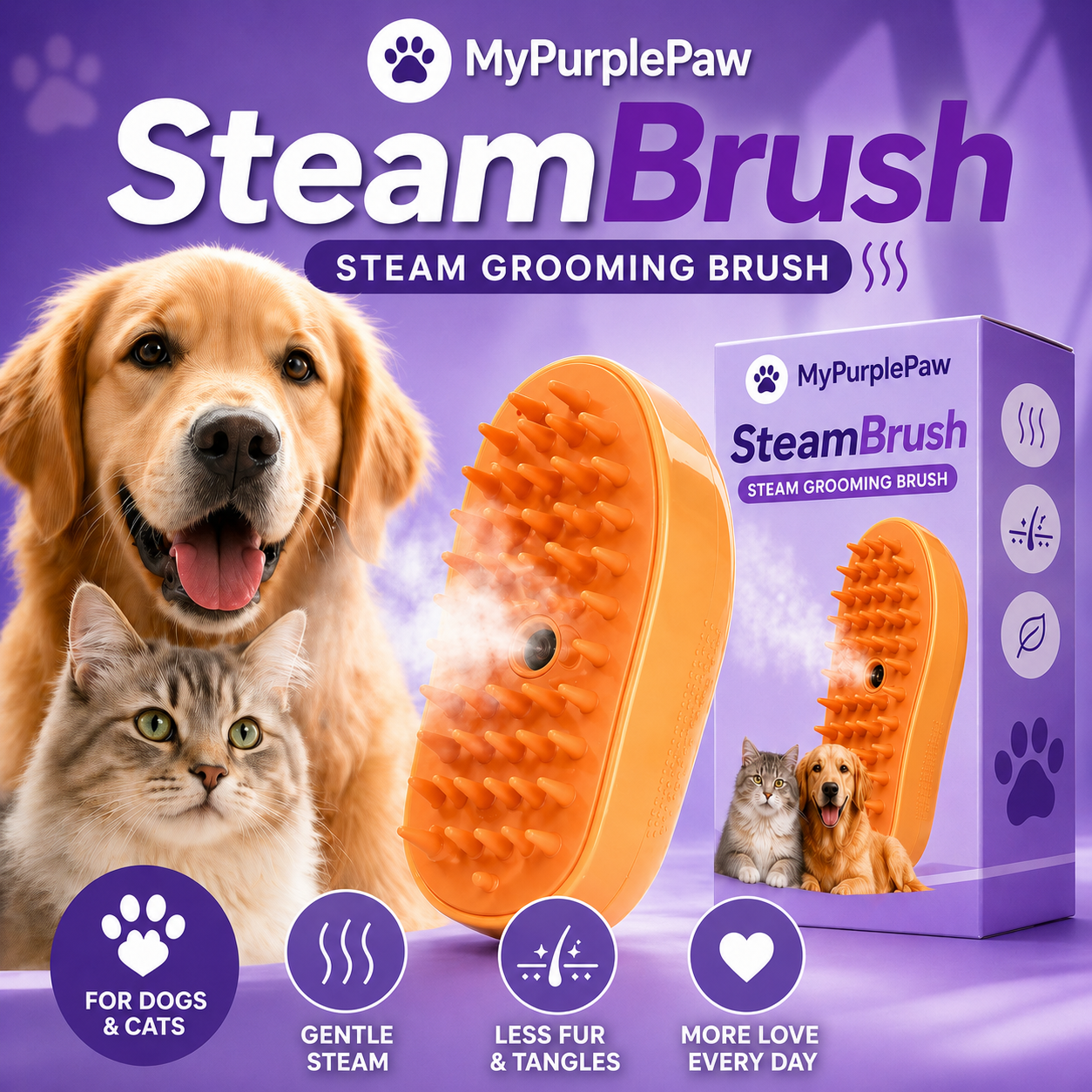 ✨ SteamBrush™ – Steam Brush for Dogs & Cats