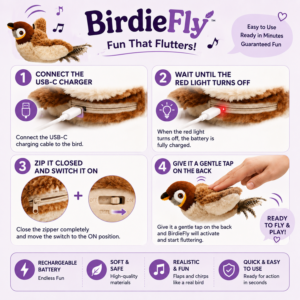 🐦BirdieFly® - Realistic Interactive Bird