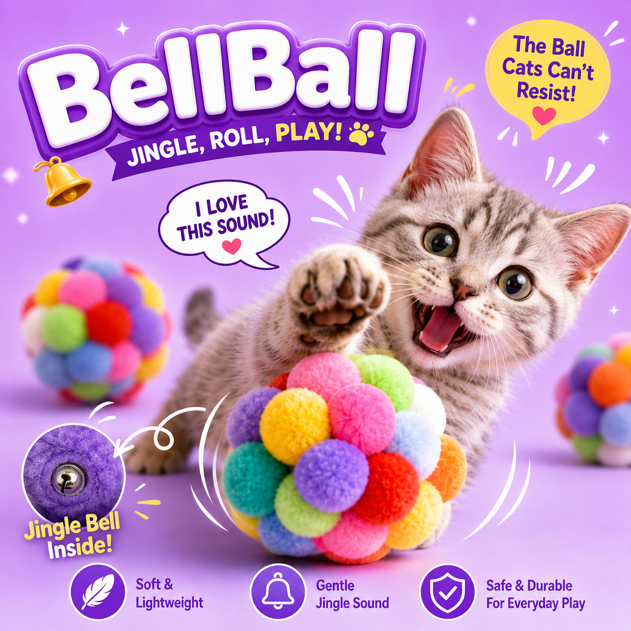 🔔 BellBalls® – 3-Pack Interactive Balls