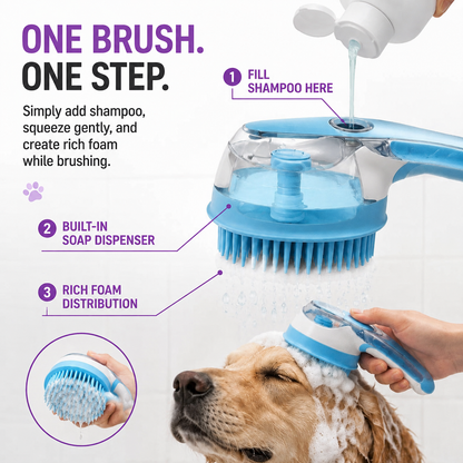 🛁 FurSuds™ – 2-in-1 Shampoo-Dispensing Bath Brush