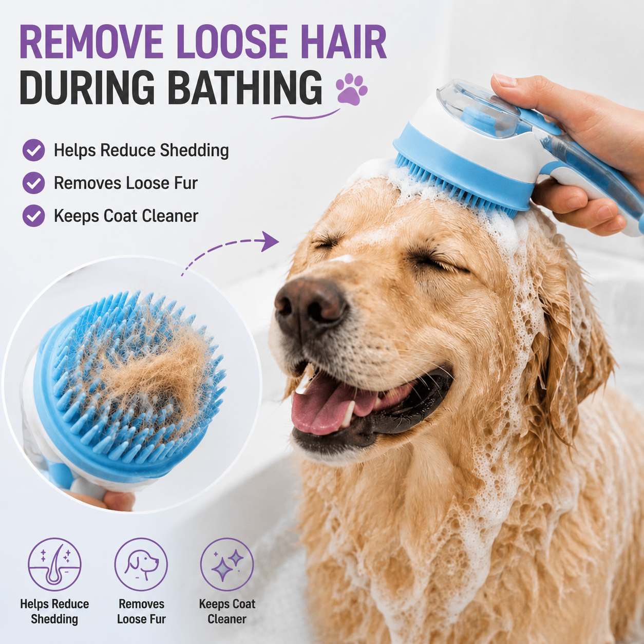 🛁 FurSuds™ – 2-in-1 Shampoo-Dispensing Bath Brush