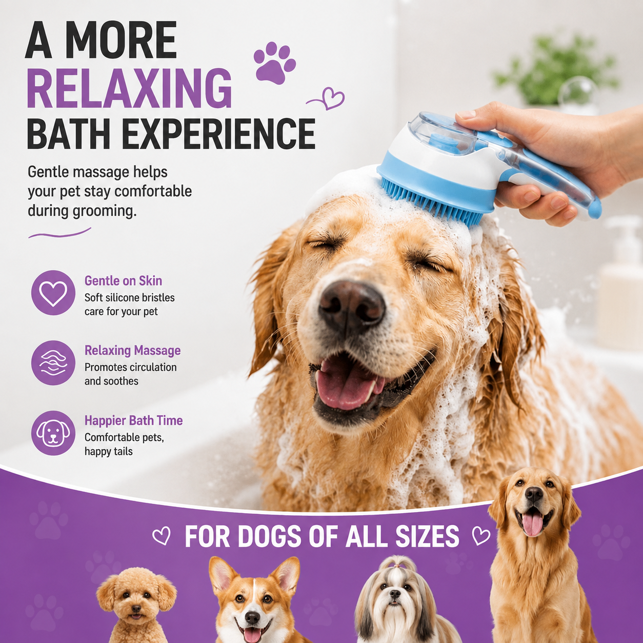 🛁 FurSuds™ – 2-in-1 Shampoo-Dispensing Bath Brush
