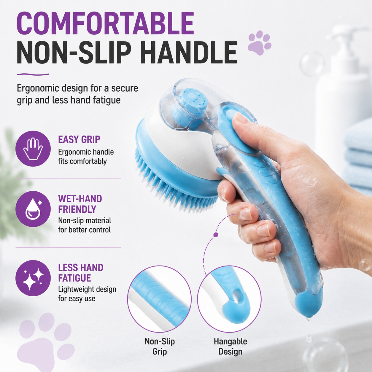 🛁 FurSuds™ – 2-in-1 Shampoo-Dispensing Bath Brush