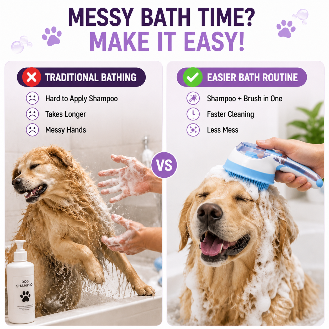 🛁 FurSuds™ – 2-in-1 Shampoo-Dispensing Bath Brush
